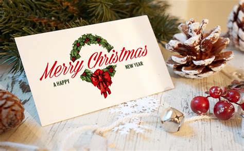 There are a lot of graphic designers that are experimenting with the business card sizes. Christmas New Year Card Mockup ~ Product Mockups on ...