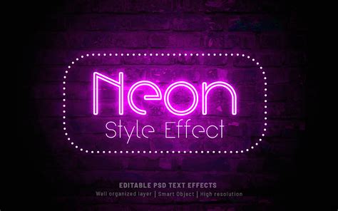 Neon Light Text Effect Bundle Psd Masterbundles
