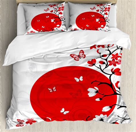Japanese Duvet Cover Set Japanese Culture Inspired Artwork Cherry