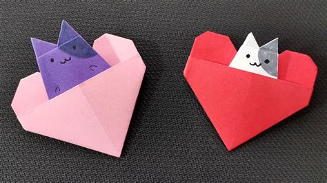 How To Make Valentines Origami Heart Pocket With Paper Craft Origami