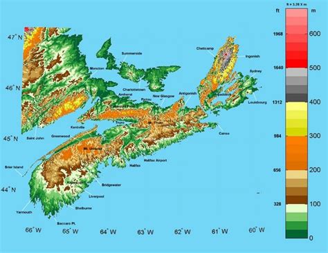 Nova Scotia Elevation Map Nova Scotia Mappery