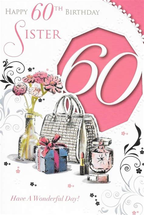 60th Sister Birthday Cardhandbag Xpress Yourselfcelebrity Style9x6