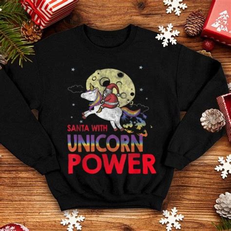 Beautiful Unicorn Power Christmas Santacorn Santa Claus Kids Xmas T