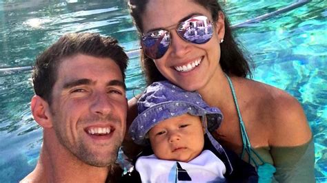 Michael Phelps Infant Son Boomer Hits The Pool With His Olympian