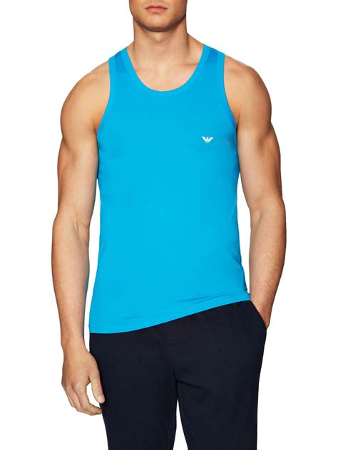 Emporio Armani Synthetic Racerback Tank Top In Turquoise Blue For Men