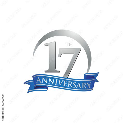 17th Anniversary Ring Logo Blue Ribbon Vector De Stock Adobe Stock