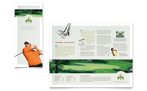 Justin hawe series of 3 private lessons: Golf Course & Instruction Tri Fold Brochure Template Design