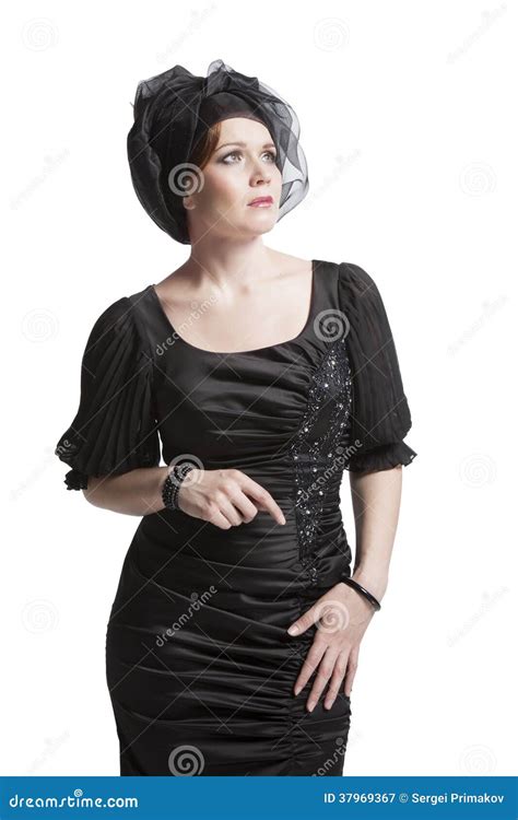 Woman Wearing Dress Stock Image Image Of Arms Stretching 37969367