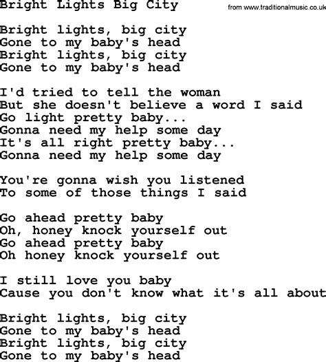 Willie Nelson Song Bright Lights Big City Lyrics
