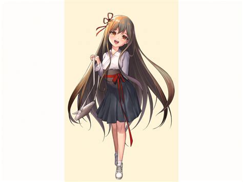 Desktop Wallpaper Cute Happy Anime Girl Minimal Hd Image Picture