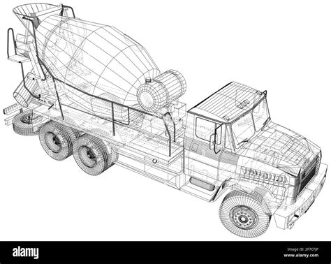 Concrete Mixer Truck Isolated On The White Background Technical