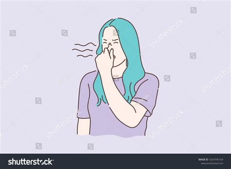 Stink Smell Disgust Concept Young Unhappy Stock Vector Royalty Free