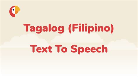 Text To Speech Tagalog