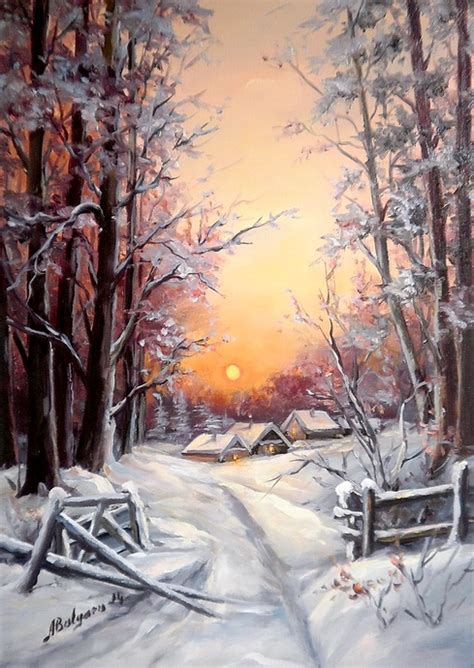 O Iarna Ireala Tablouri De Suflet Si Vis Winter Landscape Painting