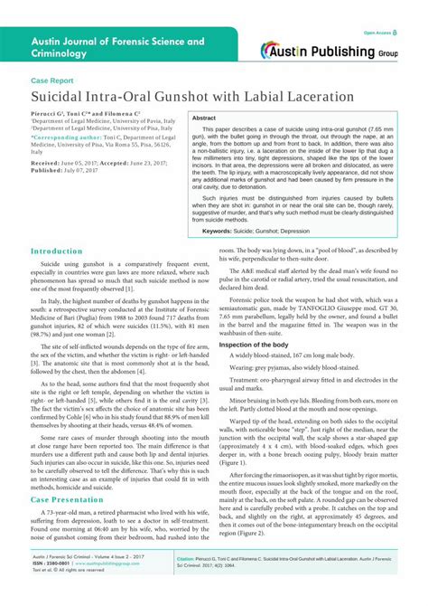 Pdf Suicidal Intra Oral Gunshot With Labial Laceration Dokumentips