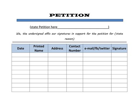 Free Fillable Petition Template