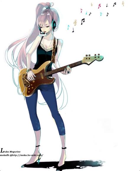 Tags Anime Mokaffe Vocaloid Megurine Luka Guitar Playing Singing
