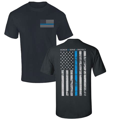 Thin Blue Line Flag Police Officer Blue Lives Matter T Shirt Tee Shirt