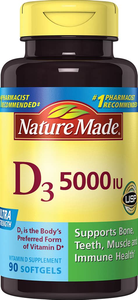 Nature Made Vitamin D3 5000 Iu Ultra Strength Softgels 90 Ct Top