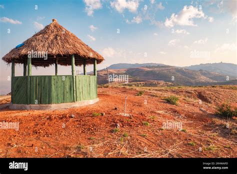 A Grass Thatched Rest Cabin At A Scenic View Point At Mbeya Rift Valley