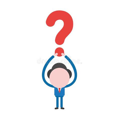 Vector Businessman Character Holding Up Question Mark Stock Vector