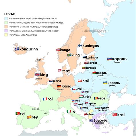 King In Various European Languages Languageseu Retymologymaps