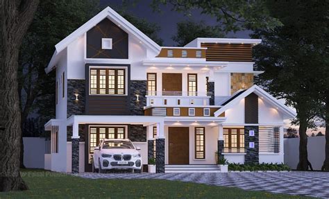Sq Ft Bhk Contemporary Style Two Storey House And Free Plan