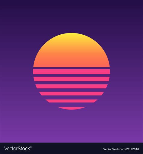 80s Sunset Retro Neon Background 90s Poster Vector Image