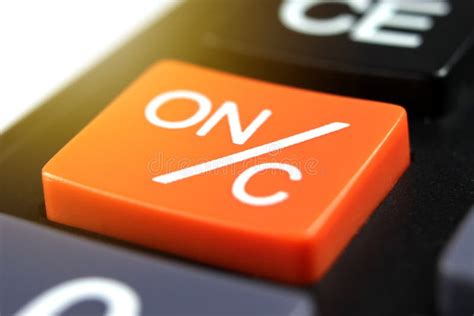 Close Up Orange Power Button Onc In Calculator Stock Image Image Of