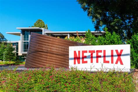 Netflix Logo Sign At The Entrance To The Netflix Headquarters In Silicon Valley Editorial Photo