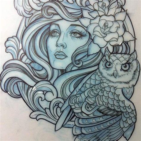 Lady And Owl Teniele Sadd Tattoo Sketches Tattoo Drawings Drawing