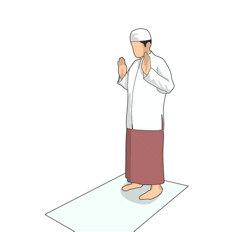 Muslim Men Praying Cartoon Illustration Design Muslim Praying Shalat