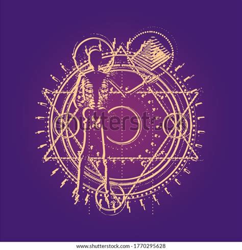 Mystery Witchcraft Occult Alchemy Tattoo Sign Stock Vector Royalty