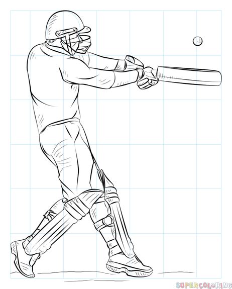 How To Draw A Cricket Player Step By Step Drawing Tutorials Cricket