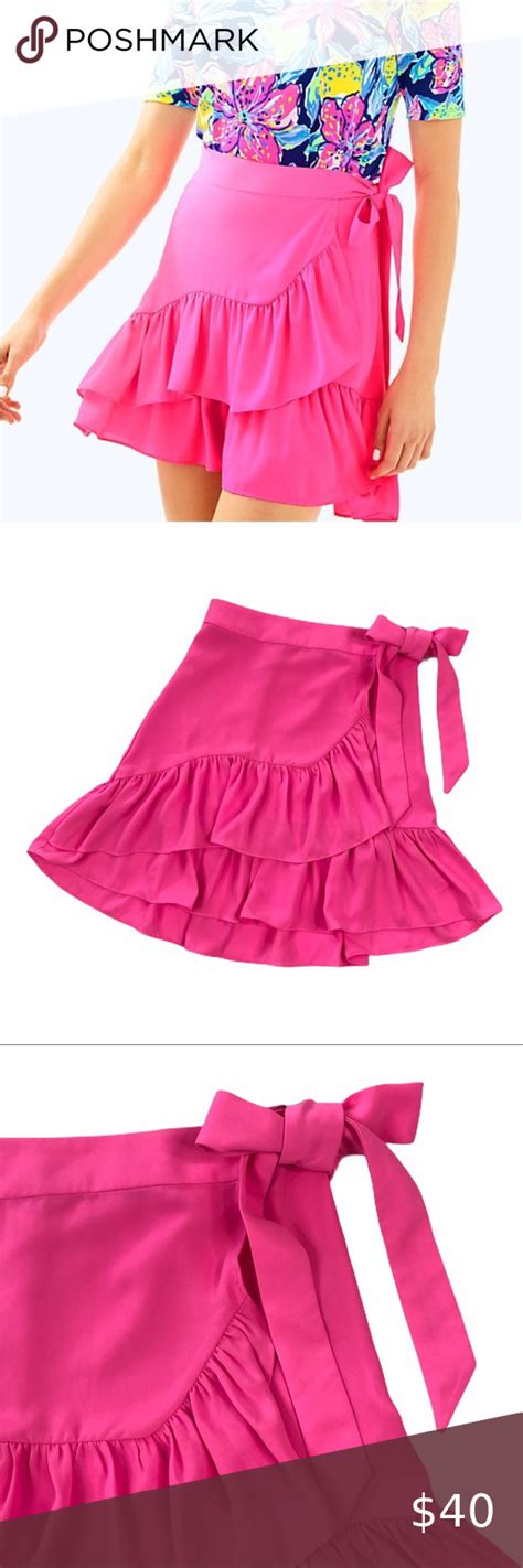 Lilly Pulitzer Hot Pink Ruffle Skirt Tie Bow Nessa Pink Ruffle Skirt