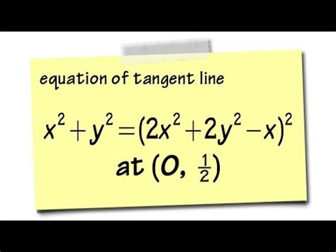 Equation Of The Tangent Line With Implicit Differentiation YouTube
