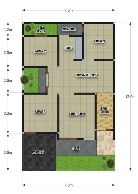 Rumah Minimalis 7 5x12 3 Kamar Tidur DESAIN RUMAH MINIMALIS