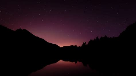 Download Wallpaper 1366x768 Mountains Lake Starry Sky Night Dark