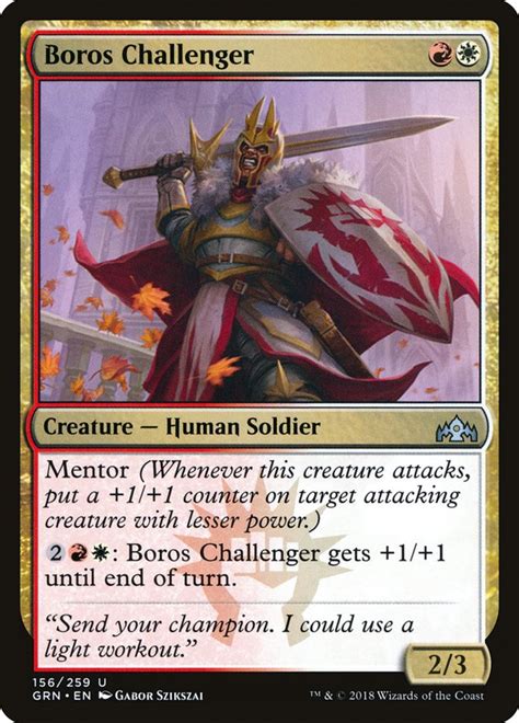 ##boros double strike shotgun## (homage to the relatively well known modern deck named elemental shotgun that uses a similar play style) i have. Boros Challenger · Guilds of Ravnica (GRN) #156 · Scryfall ...