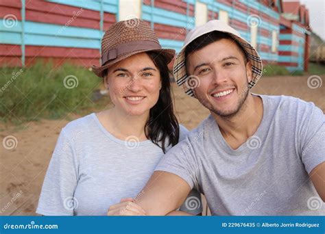 Beautiful Interracial Couple Smiling Outdoors Stock Image Image Of