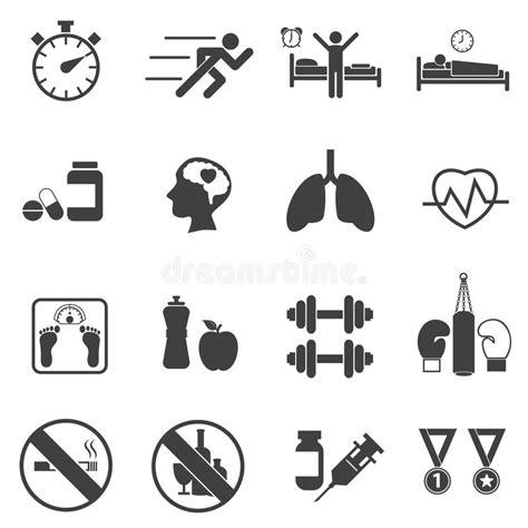 Fitness And Health Icons Healthy Lifestyle Stock Vector Illustration Of Background Dumbbells
