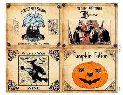 Vintage Halloween Digital Collage Sheet Spooky Labels For