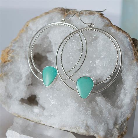 Sterling Silver And Turquoise Hoop Earrings Turquoise Hoop Earrings
