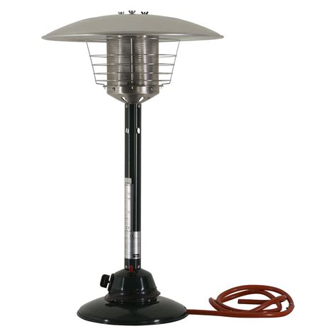 To warm your patio, you simply need to attach the propane gas tank, set the control valve to reflect your desired heat output and light the heater using a piezo electric ignition. Outdoor Table Top Patio Heater