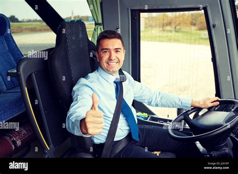Smiling Bus Driver Showing Thumbs Hi Res Stock Photography And Images