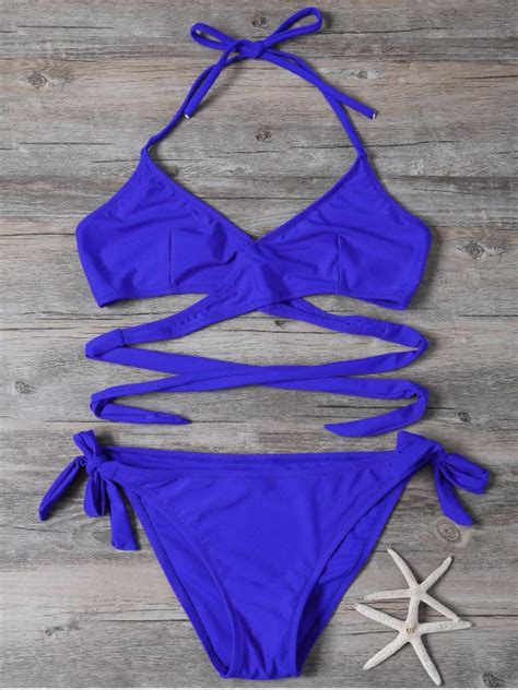 Wrap String Bralette Swimsuits In Blue Zaful 2024