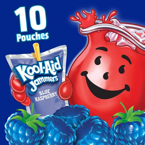 Kool Aid Jammers Blue Raspberry Artificially Flavored Drink Pouches 10