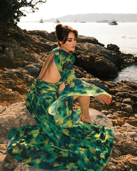 Esra Bilgic Looks Smoking Hot In Backless Tropical Sundresses Lens