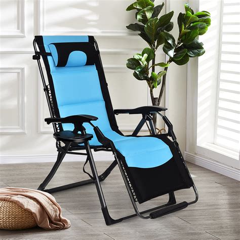 Removable tray is built with two cup holders, a phone holder, and a tablet holder so you never have to be far from your. Gymax Folding Zero Gravity Chair Oversized Lounge Chair ...