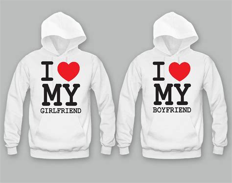 I Love My Boyfriend I Love My Girlfriend Unisex Couple Matching Hoodies